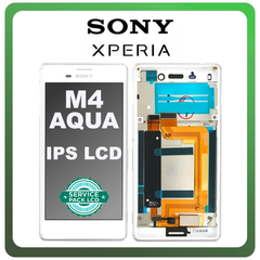 Γνήσια Original Sony Xperia M4 Aqua (E2303, E2353, E2306) IPS LCD Display Screen Assembly Οθόνη + Touch Screen Digitizer Μηχανισμός Αφής + Frame Bezel Πλαίσιο Σασί White Άσπρο 124TUL0010A  (Service Pack By Sony)