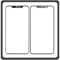 HQ OEM Συμβατό Για Apple iPhone 11 Pro Max, iPhone 11 ProMax (A2218, A2161, A2220, iPhone12.5) Premium Aftermarket Front Glass For Refurbished Μπροστινό Τζαμάκι Για Ανακατασκευή + Frame Πλαίσιο Black Μαύρο (Grade AAA+++)