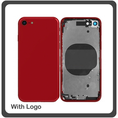 HQ OEM Συμβατό Για Apple iPhone 8, iPhone8 (A1863, A1905, A1906, A1907, iPhone10,1, iPhone10,4) Rear Back Battery Cover Middle Frame- Housing Πίσω Κάλυμμα Καπάκι Πλάτη Μπαταρίας - Σασί + Side Keys Πλαινά πλήκτρα  + Sim Tray Θήκη Κάρτας Red Κόκκινο (Grade AAA+++)