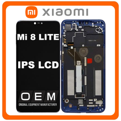 HQ OEM Συμβατό Με Xiaomi Mi 8 Lite, Mi 8Lite (M1808D2TG) IPS LCD Display Screen Assembly Οθόνη + Touch Screen Digitizer Μηχανισμός Αφής + Frame Bezel Πλαίσιο Σασί Aurora Blue Μπλε (Premium A+)