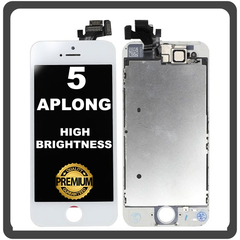 HQ OEM Συμβατό Με Apple iPhone 5 (A1428, A1429) APLONG High Brightness LCD Display Screen Assembly Οθόνη + Touch Screen Digitizer Μηχανισμός Αφής White Άσπρο (Grade AAA) (0% Defective Returns)