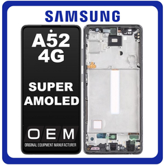 HQ OEM Συμβατό Με Samsung Galaxy A52 4G (SM-A525F, SM-A525F/DS) Super AMOLED LCD Οθόνη + Touch Screen Digitizer + Frame Bezel Awesome Black Μαύρο (Grade AAA)