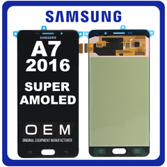 HQ OEM Συμβατό Με Samsung Galaxy A7 (2016) (SM-A710F, SM-A710S) Super AMOLED LCD Display Screen Assembly Οθόνη + Touch Screen Digitizer Μηχανισμός Αφής Black Μαύρο (Premium A+)