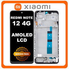 Γνήσια Original Xiaomi Redmi Note 12 4G (23021RAAEG, 23021RAA2Y) AMOLED LCD Display Screen Assembly Οθόνη + Touch Screen Digitizer Μηχανισμός Αφής + Frame Bezel Πλαίσιο Σασί Onyx Gray Μαύρο 56000100M700 (Service Pack By Xiaomi)