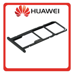 HQ OEM Συμβατό Με Huawei Y5 (2019) (AMN-LX9, AMN-LX1) SIM Card Tray + Micro SD Tray Υποδοχέας Βάση Θήκη Κάρτας SIM Modern Black Μαύρο (Grade AAA)