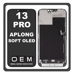 HQ OEM For Apple iPhone 13 Pro (A2638, A2483) APLONG SOFT OLED LCD Display Screen Assembly Οθόνη + Touch Screen Digitizer Μηχανισμός Αφής Black Μαύρο (Premium A+) (0% Defective Returns)