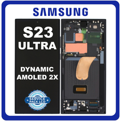 &Gamma;&nu;ή&sigma;&iota;&alpha; Original Samsung Galaxy S23 Ultra 5G (SM-S918B, SM-S918B/DS) Dynamic AMOLED 2X LCD Display Screen Assembly &Omicron;&theta;ό&nu;&eta; + Touch Screen Digitizer &Mu;&eta;&chi;&alpha;&nu;&iota;&sigma;&mu;ό&sigmaf; &Alpha;&phi;ή&sigmaf; + Frame Bezel &Pi;&lambda;&alpha;ί&sigma;&iota;&omicron; &Sigma;&alpha;&sigma;ί Graphite/Red GH82-30466E (Service Pack) (Asmbld)