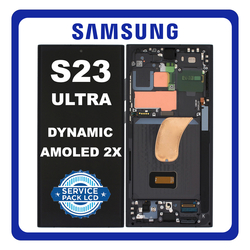 &Gamma;&nu;ή&sigma;&iota;&alpha; Original Samsung Galaxy S23 Ultra 5G (SM-S918B) Dynamic AMOLED 2X LCD Display Screen Assembly &Omicron;&theta;ό&nu;&eta; + Touch Screen Digitizer &Mu;&eta;&chi;&alpha;&nu;&iota;&sigma;&mu;ό&sigmaf; &Alpha;&phi;ή&sigmaf; + Frame Bezel &Pi;&lambda;&alpha;ί&sigma;&iota;&omicron; &Sigma;&alpha;&sigma;ί Phantom Black &Mu;&alpha;ύ&rho;&omicron; GH82-30465A /GH82-30466A (Service Pack By Samsung)