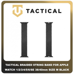 Original Γνήσιο Tactical 754 Braided String Band 38mm / 40mm Replacement For Apple Watch 1 , 2 , 3 , 4 , 5 , 6 , SE Smartwatch Bracelet Strap Size M Μέγεθος Medium Λουράκι Ζώνη Πλεκτό Υφασμάτινο Νάιλον Για Ρολόι Black Μαύρο
