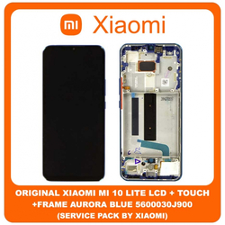 &Gamma;&nu;ή&sigma;&iota;&alpha; Original Xiaomi Mi 10 Lite, Mi10 Lite (M2002J9G) Super Amoled Lcd Display Assembly Screen &Omicron;&theta;ό&nu;&eta; + Touch Screen Digitizer &Mu;&eta;&chi;&alpha;&nu;&iota;&sigma;&mu;ό&sigmaf; &Alpha;&phi;ή&sigmaf; + Frame &Pi;&lambda;&alpha;ί&sigma;&iota;&omicron; Bezel &Sigma;&alpha;&sigma;ί Aurora Blue &Mu;&pi;&lambda;&epsilon; 56000300J900 (Service Pack By Xiaomi)