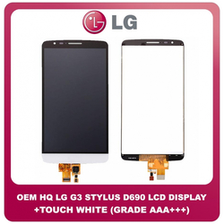 OEM HQ LG G3 Stylus D690N, LG D690 (D690, D693&Nu;) IPS LCD Display Assembly Screen &Omicron;&theta;ό&nu;&eta; + Touch Screen Digitizer &Mu;&eta;&chi;&alpha;&nu;&iota;&sigma;&mu;ό&sigmaf; &Alpha;&phi;ή&sigmaf; White Ά&sigma;&pi;&rho;&omicron; (Grade AAA+++)