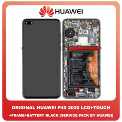 Original &Gamma;&nu;ή&sigma;&iota;&alpha; Huawei P40 2020 (ANA-AN00, ANA-TN00, ANA-NX9, ANA-LX4) OLED LCD Display Assembly Screen &Omicron;&theta;ό&nu;&eta; + Touch Digitizer &Mu;&eta;&chi;&alpha;&nu;&iota;&sigma;&mu;ό&sigmaf; &Alpha;&phi;ή&sigmaf; + &Pi;&lambda;&alpha;ί&sigma;&iota;&omicron; &Sigma;&alpha;&sigma;ί Frame Bezel + Battery &Mu;&pi;&alpha;&tau;&alpha;&rho;ί&alpha; Black &Mu;&alpha;ύ&rho;&omicron; 02353MFA (Service Pack By Huawei)