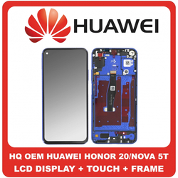 HQ OEM &Sigma;&upsilon;&mu;&beta;&alpha;&tau;ό &Gamma;&iota;&alpha; Huawei Honor 20 (YAL-L21, YAL-AL00), Nova 5T (YAL-L21, YAL-L61), IPS LCD Display Assembly Screen &Omicron;&theta;ό&nu;&eta; + Touch Digitizer &Mu;&eta;&chi;&alpha;&nu;&iota;&sigma;&mu;ό&sigmaf; &Alpha;&phi;ή&sigmaf; + &Pi;&lambda;&alpha;ί&sigma;&iota;&omicron; &Sigma;&alpha;&sigma;ί Frame Bezel Blue &Mu;&pi;&lambda;&epsilon; (Grade AAA+++)