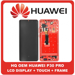 HQ OEM &Sigma;&upsilon;&mu;&beta;&alpha;&tau;ό &Gamma;&iota;&alpha; Huawei P30 Pro (VOG-L29, VOG-L09, VOG-AL00) OLED LCD Display Screen Assembly &Omicron;&theta;ό&nu;&eta; + Touch Screen Digitizer &Mu;&eta;&chi;&alpha;&nu;&iota;&sigma;&mu;ό&sigmaf; &Alpha;&phi;ή&sigmaf; + Frame Bezel &Pi;&lambda;&alpha;ί&sigma;&iota;&omicron; &Sigma;&alpha;&sigma;ί Amber Sunrise (Grade AAA+++)