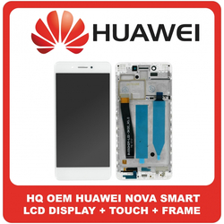 HQ OEM &Sigma;&upsilon;&mu;&beta;&alpha;&tau;ό &Gamma;&iota;&alpha; Huawei Nova Smart (DIG-L01, DIG-L21), OLED LCD Display Screen Assembly &Omicron;&theta;ό&nu;&eta; + Touch Screen Digitizer &Mu;&eta;&chi;&alpha;&nu;&iota;&sigma;&mu;ό&sigmaf; &Alpha;&phi;ή&sigmaf; + Frame Bezel &Pi;&lambda;&alpha;ί&sigma;&iota;&omicron; &Sigma;&alpha;&sigma;ί White Ά&sigma;&pi;&rho;&omicron; (Grade AAA+++)