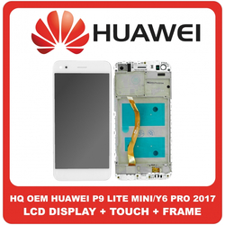 HQ OEM &Sigma;&upsilon;&mu;&beta;&alpha;&tau;ό &Gamma;&iota;&alpha; Huawei P9 lite Mini (SLA-L02, SLA-L22), Y6 Pro 2017, IPS LCD Display Screen Assembly &Omicron;&theta;ό&nu;&eta; + Touch Screen Digitizer &Mu;&eta;&chi;&alpha;&nu;&iota;&sigma;&mu;ό&sigmaf; &Alpha;&phi;ή&sigmaf; + Frame Bezel &Pi;&lambda;&alpha;ί&sigma;&iota;&omicron; &Sigma;&alpha;&sigma;ί White Ά&sigma;&pi;&rho;&omicron; (Grade AAA+++)