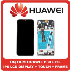 HQ OEM &Sigma;&upsilon;&mu;&beta;&alpha;&tau;ό &Gamma;&iota;&alpha; Huawei P30 Lite, P30Lite (MAR-L21, Marie-L21A,MAR-LX1A,MAR-L23) IPS LCD Display Screen Assembly &Omicron;&theta;ό&nu;&eta; + Touch Screen Digitizer &Mu;&eta;&chi;&alpha;&nu;&iota;&sigma;&mu;ό&sigmaf; &Alpha;&phi;ή&sigmaf; + Frame Bezel &Pi;&lambda;&alpha;ί&sigma;&iota;&omicron; &Sigma;&alpha;&sigma;ί Black &Mu;&alpha;ύ&rho;&omicron; (Grade AAA+++)
