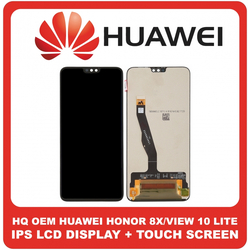 HQ OEM &Sigma;&upsilon;&mu;&beta;&alpha;&tau;ό &Gamma;&iota;&alpha; Huawei Honor 8X, Honor View 10 Lite (JSN-LX1, JSN-L21, JSN-L42) / Honor 9X Lite (JSN-L21, JSN-L22), IPS LCD Display Screen &Omicron;&theta;ό&nu;&eta; + Touch Screen Digitizer &Mu;&eta;&chi;&alpha;&nu;&iota;&sigma;&mu;ό&sigmaf; &Alpha;&phi;ή&sigmaf; Black &Mu;&alpha;ύ&rho;&omicron; (Premium A+)