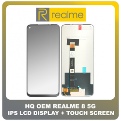 HQ OEM &Sigma;&upsilon;&mu;&beta;&alpha;&tau;ό &Gamma;&iota;&alpha; Realme 8 5G (RMX3241) IPS LCD Display Screen Assembly &Omicron;&theta;ό&nu;&eta; + Touch Screen Digitizer &Mu;&eta;&chi;&alpha;&nu;&iota;&sigma;&mu;ό&sigmaf; &Alpha;&phi;ή&sigmaf; No Frame Black &Mu;&alpha;ύ&rho;&omicron; (Grade AAA+++)