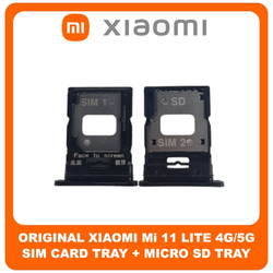 &Gamma;&nu;ή&sigma;&iota;&alpha; Original Xiaomi Mi 11 Lite 4G (M2101K9AG, M2101K9AI), Mi 11 Lite 5G (M2101K9G, M2101K9C, M2101K9R) SIM Card Tray + Micro SD Tray Slot &Upsilon;&pi;&omicron;&delta;&omicron;&chi;έ&alpha;&sigmaf; &Beta;ά&sigma;&eta; &Theta;ή&kappa;&eta; &Kappa;ά&rho;&tau;&alpha;&sigmaf; SIM Boba Black &Mu;&alpha;ύ&rho;&omicron; (Service Pack By Xiaomi)