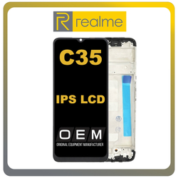 HQ OEM &Sigma;&upsilon;&mu;&beta;&alpha;&tau;ό &Gamma;&iota;&alpha; Realme C35, RealmeC35 (RMX3511) IPS LCD Display Screen Assembly &Omicron;&theta;ό&nu;&eta; + Touch Screen Digitizer &Mu;&eta;&chi;&alpha;&nu;&iota;&sigma;&mu;ό&sigmaf; &Alpha;&phi;ή&sigmaf; + Frame Bezel &Pi;&lambda;&alpha;ί&sigma;&iota;&omicron; &Sigma;&alpha;&sigma;ί Glowing Black &Mu;&alpha;ύ&rho;&omicron; (Grade AAA+++)