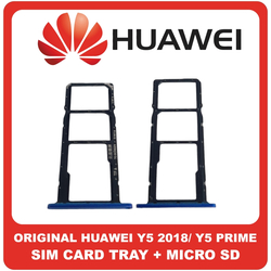 &Gamma;&nu;ή&sigma;&iota;&alpha; Original Huawei Y5 (2018), Y5 Prime (2018) (DRA-LX2, DUA-LX2) SIM Card Tray + Micro SD Tray Slot &Upsilon;&pi;&omicron;&delta;&omicron;&chi;έ&alpha;&sigmaf; &Beta;ά&sigma;&eta; &Theta;ή&kappa;&eta; &Kappa;ά&rho;&tau;&alpha;&sigmaf; SIM Blue &Mu;&pi;&lambda;&epsilon; 97070UST (Service Pack By Huawei)
