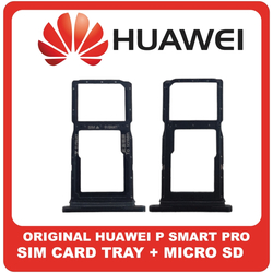 &Gamma;&nu;ή&sigma;&iota;&alpha; Original Huawei P Smart Pro, P SmartPro (STK-L21) SIM Card Tray + Micro SD Tray Slot &Upsilon;&pi;&omicron;&delta;&omicron;&chi;έ&alpha;&sigmaf; &Beta;ά&sigma;&eta; &Theta;ή&kappa;&eta; &Kappa;ά&rho;&tau;&alpha;&sigmaf; SIM Midnight Black &Mu;&alpha;ύ&rho;&omicron; 51661NHC (Service Pack By Huawei)