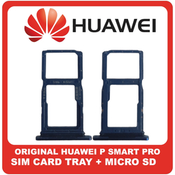 &Gamma;&nu;ή&sigma;&iota;&alpha; Original Huawei P Smart Pro, P SmartPro (STK-L21) SIM Card Tray + Micro SD Tray Slot &Upsilon;&pi;&omicron;&delta;&omicron;&chi;έ&alpha;&sigmaf; &Beta;ά&sigma;&eta; &Theta;ή&kappa;&eta; &Kappa;ά&rho;&tau;&alpha;&sigmaf; SIM Blue &Mu;&pi;&lambda;&epsilon;​ (Service Pack By Huawei)