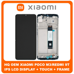 HQ OEM &Sigma;&upsilon;&mu;&beta;&alpha;&tau;ό &Gamma;&iota;&alpha; Xiaomi Poco M3 (M2010J19CG), Redmi 9T (J19S, M2010J19SG, M2010J19SY) IPS LCD Display Screen Assembly &Omicron;&theta;ό&nu;&eta; + Touch Screen Digitizer &Mu;&eta;&chi;&alpha;&nu;&iota;&sigma;&mu;ό&sigmaf; &Alpha;&phi;ή&sigmaf; + Frame Bezel &Pi;&lambda;&alpha;ί&sigma;&iota;&omicron; &Sigma;&alpha;&sigma;ί  Black &Mu;&alpha;ύ&rho;&omicron; (Grade AAA+++)