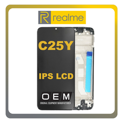 HQ OEM &Sigma;&upsilon;&mu;&beta;&alpha;&tau;ό &Gamma;&iota;&alpha; Realme C25Y (RMX3265, RMX3268, RMX3269) IPS LCD Display Screen Assembly &Omicron;&theta;ό&nu;&eta; + Touch Screen Digitizer &Mu;&eta;&chi;&alpha;&nu;&iota;&sigma;&mu;ό&sigmaf; &Alpha;&phi;ή&sigmaf; + Frame Bezel &Pi;&lambda;&alpha;ί&sigma;&iota;&omicron; &Sigma;&alpha;&sigma;ί Black &Mu;&alpha;ύ&rho;&omicron; (Grade AAA+++)