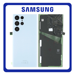 &Gamma;&nu;ή&sigma;&iota;&alpha; Original Samsung Galaxy S22 Ultra 5G (SM-S908B, SM-S908B/DS, SM-S908) Rear Back Battery Cover &Pi;ί&sigma;&omega; &Kappa;ά&lambda;&upsilon;&mu;&mu;&alpha; &Kappa;&alpha;&pi;ά&kappa;&iota; &Pi;&lambda;ά&tau;&eta; &Mu;&pi;&alpha;&tau;&alpha;&rho;ί&alpha;&sigmaf; + Camera Lens &Tau;&zeta;&alpha;&mu;ά&kappa;&iota; &Kappa;ά&mu;&epsilon;&rho;&alpha;&sigmaf; Sky Blue &Mu;&pi;&lambda;&epsilon; GH82-27457G (Service Pack By Samsung)