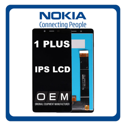 HQ OEM &Sigma;&upsilon;&mu;&beta;&alpha;&tau;ό &Gamma;&iota;&alpha; Nokia 1 Plus, Nokia 1+ (TA-1130, TA-1111) IPS LCD Display Screen Assembly &Omicron;&theta;ό&nu;&eta; + Touch Screen Digitizer &Mu;&eta;&chi;&alpha;&nu;&iota;&sigma;&mu;ό&sigmaf; &Alpha;&phi;ή Black &Mu;&alpha;ύ&rho;&omicron;