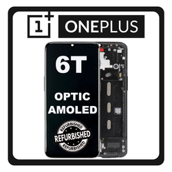 New Refurbished OnePlus 6T (A6010, A6013) Optic AMOLED LCD Display Screen Assembly &Omicron;&theta;ό&nu;&eta; + Touch Screen Digitizer &Mu;&eta;&chi;&alpha;&nu;&iota;&sigma;&mu;ό&sigmaf; &Alpha;&phi;ή&sigmaf; + Frame Bezel &Pi;&lambda;&alpha;ί&sigma;&iota;&omicron; &Sigma;&alpha;&sigma;ί Midnight Black &Mu;&alpha;ύ&rho;&omicron;
