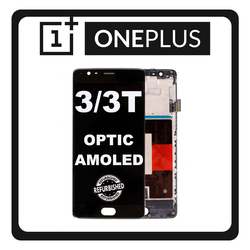 New Refurbished OnePlus 3 (A3003, A3000, SM-A3000), OnePlus 3T (A3010, A3003) Optic AMOLED LCD Display Screen Assembly &Omicron;&theta;ό&nu;&eta; + Touch Screen Digitizer &Mu;&eta;&chi;&alpha;&nu;&iota;&sigma;&mu;ό&sigmaf; &Alpha;&phi;ή&sigmaf; + Frame Bezel &Pi;&lambda;&alpha;ί&sigma;&iota;&omicron; &Sigma;&alpha;&sigma;ί Midnight Black &Mu;&alpha;ύ&rho;&omicron;