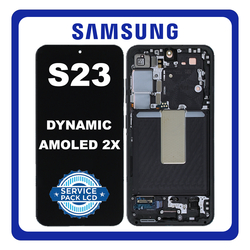 &Gamma;&nu;ή&sigma;&iota;&alpha; Original Samsung Galaxy S23 (SM-S911B, SM-S911B/DS) Dynamic AMOLED 2X LCD Display Screen Assembly &Omicron;&theta;ό&nu;&eta; + Touch Screen Digitizer &Mu;&eta;&chi;&alpha;&nu;&iota;&sigma;&mu;ό&sigmaf; &Alpha;&phi;ή&sigmaf; + Frame Bezel &Pi;&lambda;&alpha;ί&sigma;&iota;&omicron; &Sigma;&alpha;&sigma;ί Phantom Black &Mu;&alpha;ύ&rho;&omicron; GH82-30481A GH82-30480A (Service Pack By Samsung)