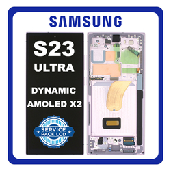 &Gamma;&nu;ή&sigma;&iota;&alpha; Original Samsung Galaxy S23 Ultra 5G (SM-S918B, SM-S918B/DS) Dynamic AMOLED 2X LCD Display Screen Assembly &Omicron;&theta;ό&nu;&eta; + Touch Screen Digitizer &Mu;&eta;&chi;&alpha;&nu;&iota;&sigma;&mu;ό&sigmaf; &Alpha;&phi;ή&sigmaf; + Frame Bezel &Pi;&lambda;&alpha;ί&sigma;&iota;&omicron; &Sigma;&alpha;&sigma;ί Lavender GH82-30465D (Service Pack By Samsung)