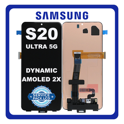 Original Samsung Galaxy S20 Ultra 5G (SM-G988, SM-G988U) Dynamic AMOLED 2X LCD &Omicron;&theta;ό&nu;&eta; Black &Mu;&alpha;ύ&rho;&omicron; GH96-13053A (Service Pack By Samsung)