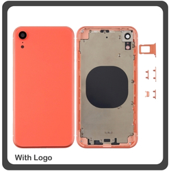 OEM HQ Apple Iphone XR  iPhoneXR (A2105, A1984, A2107, A2108, A2106, iPhone11,8) Rear Back Battery Cover Housing &Kappa;&alpha;&pi;ά&kappa;&iota; &Mu;&pi;&alpha;&tau;&alpha;&rho;ί&alpha;&sigmaf; &Sigma;&alpha;&sigma;ί + &Pi;&lambda;&alpha;&iota;&nu;ά &pi;&lambda;ή&kappa;&tau;&rho;&alpha; Side Keys + &Theta;ή&kappa;&eta; &Kappa;ά&rho;&tau;&alpha;&sigmaf; Sim Holder Coral (Grade AAA+++)