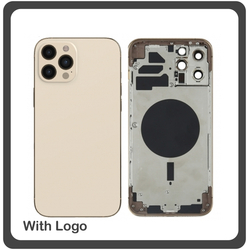 HQ OEM &Sigma;&upsilon;&mu;&beta;&alpha;&tau;ό &Gamma;&iota;&alpha; Apple iPhone 12 Pro Max, iPhone 12 ProMax (A2411, A2342) EU Version Rear Back Battery Cover Middle Frame- Housing &Pi;ί&sigma;&omega; &Kappa;ά&lambda;&upsilon;&mu;&mu;&alpha; &Kappa;&alpha;&pi;ά&kappa;&iota; &Pi;&lambda;ά&tau;&eta; &Mu;&pi;&alpha;&tau;&alpha;&rho;ί&alpha;&sigmaf; - &Sigma;&alpha;&sigma;ί + Side Keys &Pi;&lambda;&alpha;&iota;&nu;ά &pi;&lambda;ή&kappa;&tau;&rho;&alpha;  + Sim Tray &Theta;ή&kappa;&eta; &Kappa;ά&rho;&tau;&alpha;&sigmaf; Gold &Chi;&rho;&upsilon;&sigma;ό (Grade AAA+++)