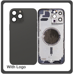 HQ OEM &Sigma;&upsilon;&mu;&beta;&alpha;&tau;ό &Gamma;&iota;&alpha; Apple iPhone 13 Pro Max, iPhone 13 ProMax (A2643, A2484, A2641) EU Version Rear Back Battery Cover Middle Frame- Housing &Pi;ί&sigma;&omega; &Kappa;ά&lambda;&upsilon;&mu;&mu;&alpha; &Kappa;&alpha;&pi;ά&kappa;&iota; &Pi;&lambda;ά&tau;&eta; &Mu;&pi;&alpha;&tau;&alpha;&rho;ί&alpha;&sigmaf; - &Sigma;&alpha;&sigma;ί + Side Keys &Pi;&lambda;&alpha;ϊ&nu;ά &pi;&lambda;ή&kappa;&tau;&rho;&alpha;  + Sim Tray &Theta;ή&kappa;&eta; &Kappa;ά&rho;&tau;&alpha;&sigmaf; Black &Mu;&alpha;ύ&rho;&omicron; (Grade AAA+++)