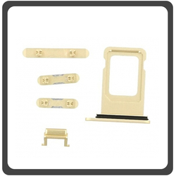 HQ OEM &Sigma;&upsilon;&mu;&beta;&alpha;&tau;ό &Gamma;&iota;&alpha; Apple iPhone XR, iPhoneXR (A2105, A1984, A2107, A2108, A2106, iPhone11,8) Set (Sim Tray + Power On/Off + Volume Keys + Silence Button) Yellow &Kappa;ί&tau;&rho;&iota;&nu;&omicron; (Grade AAA+++)