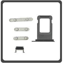 HQ OEM &Sigma;&upsilon;&mu;&beta;&alpha;&tau;ό &Gamma;&iota;&alpha; Apple iPhone XS Max, iPhoneXS Max (A1921, A2101, A2102, A2104, Phone11,6) Set (Sim Tray + Power On/Off + Volume Keys + Silence Button) Space Grey &Gamma;&kappa;&rho;&iota; (Grade AAA+++)