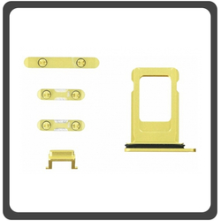 HQ OEM &Sigma;&upsilon;&mu;&beta;&alpha;&tau;ό &Gamma;&iota;&alpha; Apple iPhone 11, iPhone11 (A2221, A2111, A2223, iPhone12,1) Set (Sim Tray + Power On/Off + Volume Keys + Silence Button) Yellow &Kappa;ί&tau;&rho;&iota;&nu;&omicron; (Grade AAA+++)