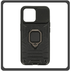 Θήκη Πλάτης - Back Cover, Silicone Σιλικόνη Hybrid TPU Ring Lens Black Μαύρο For iPhone 13 Pro Max