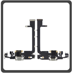 HQ OEM &Sigma;&upsilon;&mu;&beta;&alpha;&tau;ό &Gamma;&iota;&alpha; Apple iPhone 11 Pro (A2215, A2160, A2217, iPhone12,3) Charging Dock Connector Lightning Flex With Board &Kappa;&alpha;&lambda;&omega;&delta;&iota;&omicron;&tau;&alpha;&iota;&nu;ί&alpha; &Kappa;&omicron;&nu;έ&kappa;&tau;&omicron;&rho;&alpha;&sigmaf; &Phi;ό&rho;&tau;&iota;&sigma;&eta;&sigmaf; + Microfone &Mu;&iota;&kappa;&rho;ό&phi;&omega;&nu;&omicron; Silver &Alpha;&sigma;&eta;&mu;ί (Premium A+)