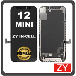 HQ OEM &Sigma;&upsilon;&mu;&beta;&alpha;&tau;ό Apple iPhone 12 Mini, iPhone 12Mini (A2399) ZY In-Cell LCD Display Screen Assembly &Omicron;&theta;ό&nu;&eta; + Touch Screen Digitizer &Mu;&eta;&chi;&alpha;&nu;&iota;&sigma;&mu;ό&sigmaf; &Alpha;&phi;ή&sigmaf; Black &Mu;&alpha;ύ&rho;&omicron; (Premium A+)