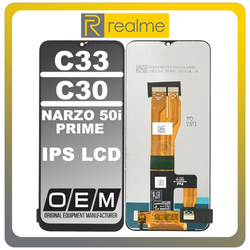 HQ OEM &Sigma;&upsilon;&mu;&beta;&alpha;&tau;ό &Mu;&epsilon; Realme C33 (RMX3624), Realme C30 (RMX3581, RMX3623), Realme Narzo 50i Prime (RMX3506), IPS LCD Display Screen Assembly &Omicron;&theta;ό&nu;&eta; + Touch Screen Digitizer &Mu;&eta;&chi;&alpha;&nu;&iota;&sigma;&mu;ό&sigmaf; &Alpha;&phi;ή&sigmaf; Black &Mu;&alpha;ύ&rho;&omicron; (Premium A+)
