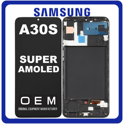 HQ OEM &Sigma;&upsilon;&mu;&beta;&alpha;&tau;ό &Mu;&epsilon; Samsung Galaxy A30s (SM-A307F, SM-A307FN) Super AMOLED LCD Display Screen Assembly &Omicron;&theta;ό&nu;&eta; + Touch Screen Digitizer &Mu;&eta;&chi;&alpha;&nu;&iota;&sigma;&mu;ό&sigmaf; &Alpha;&phi;ή&sigmaf; + Frame Bezel &Pi;&lambda;&alpha;ί&sigma;&iota;&omicron; &Sigma;&alpha;&sigma;ί Black &Mu;&alpha;ύ&rho;&omicron; (Premium A+)