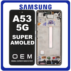 HQ OEM &Sigma;&upsilon;&mu;&beta;&alpha;&tau;ό &Mu;&epsilon; Samsung Galaxy A53 5G (SM-A536B, SM-A536B/DS) Super AMOLED LCD Display Screen Assembly &Omicron;&theta;ό&nu;&eta; + Touch Screen Digitizer &Mu;&eta;&chi;&alpha;&nu;&iota;&sigma;&mu;ό&sigmaf; &Alpha;&phi;ή&sigmaf; + Frame Bezel &Pi;&lambda;&alpha;ί&sigma;&iota;&omicron; &Sigma;&alpha;&sigma;ί Black &Mu;&alpha;ύ&rho;&omicron; (Premium A+)