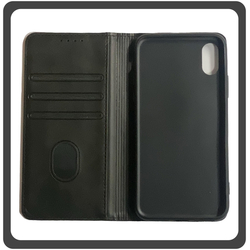 Θήκη Book, Δερματίνη Leather Print Wallet Case Black Μαύρο For iPhone X/XS